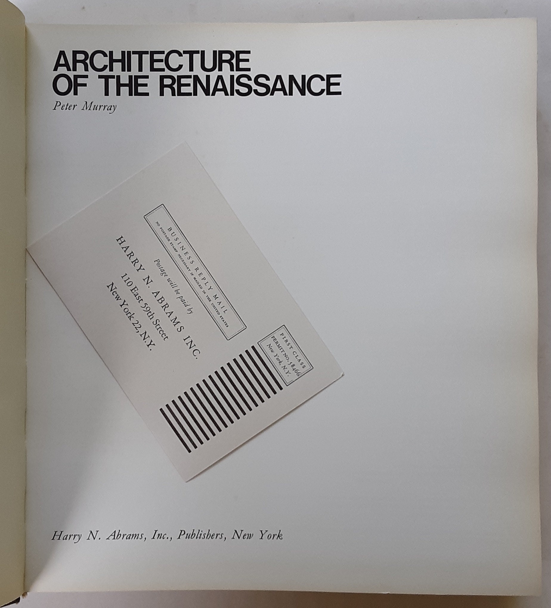 ARCHITECTURE of the RENAISSANCE, by Peter Murray, 1971 - 75 Ground
