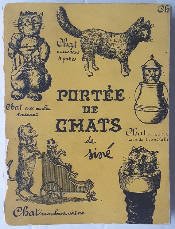 Cat Drawings Portee De Chats By Sine 1957 In French Etsy