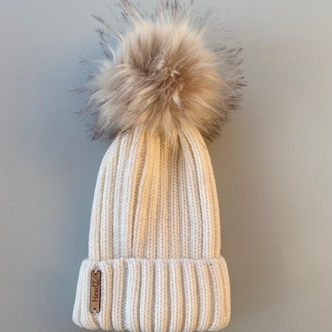 Pom Pom beanie hat detachable faux fur changeable Pom one Etsy