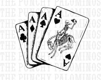 Skeleton Cowboy Playing Cards Western Digital Download
