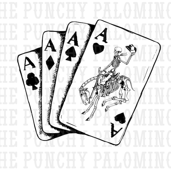 Skeleton Cowboy Playing Cards Western Digital Download