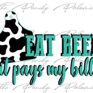 Cow Print Cattle Tag Eat Beef Western Digital Download