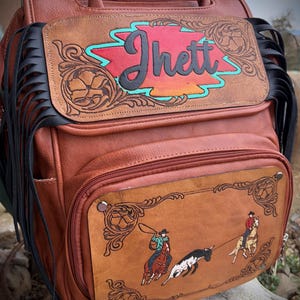 Custom Tooled Leather Western Diaper Bag image 19