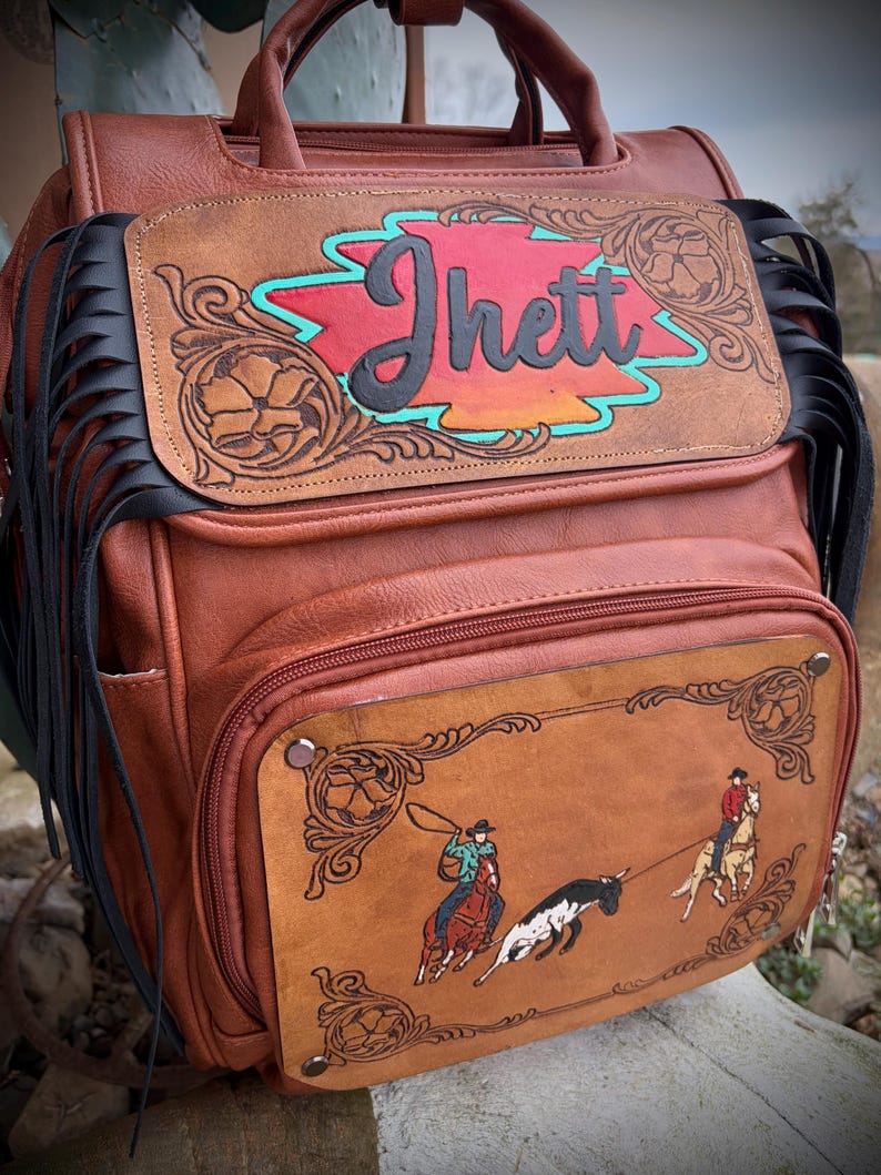 Custom Tooled Leather Western Diaper Bag image 19
