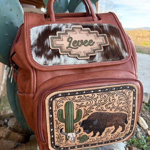 Custom Tooled Leather Western Diaper Bag image 16
