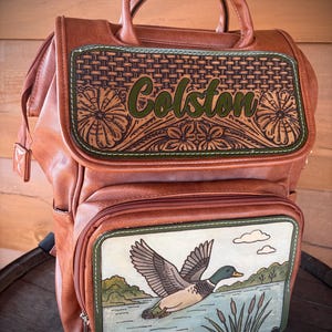 Custom Tooled Leather Western Diaper Bag image 3