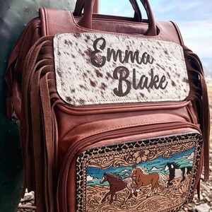 Custom Tooled Leather Western Diaper Bag image 13