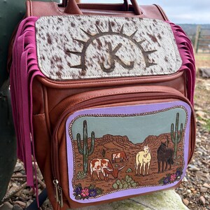 Custom Tooled Leather Western Diaper Bag image 14