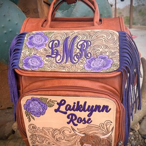 Custom Tooled Leather Western Diaper Bag image 15