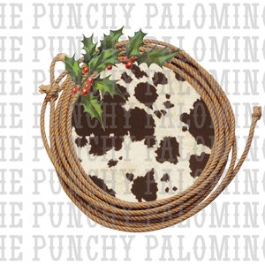 Western Rope Christmas Wreath Sublimation PNG Digital Download