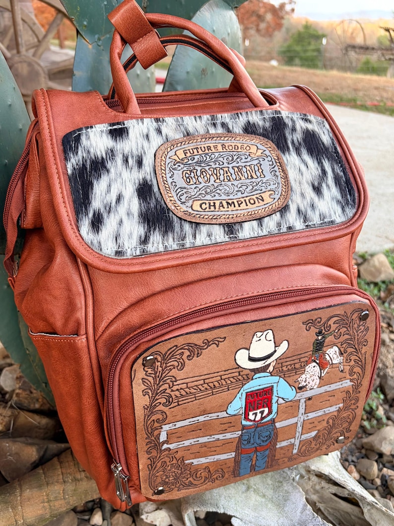 Custom Tooled Leather Western Diaper Bag image 17