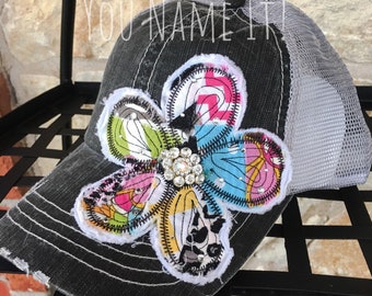 Patchwork Flower Trucker Cap