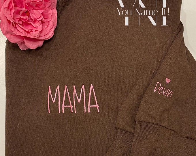 Mama | Mother | Grandmother with Child Sleeve Name Shirt