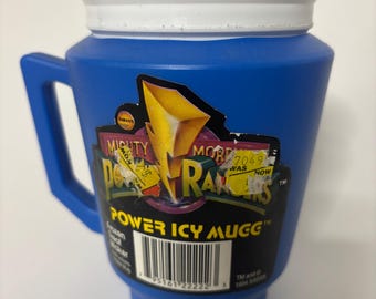 Vintage 1994 Mighty Morphin Power Rangers Power Icy Mug – Blue – Saban Freezer Cup
