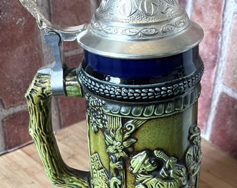 Vintage Ceramic Gerz Stein With Metal Lid Made In West Germany