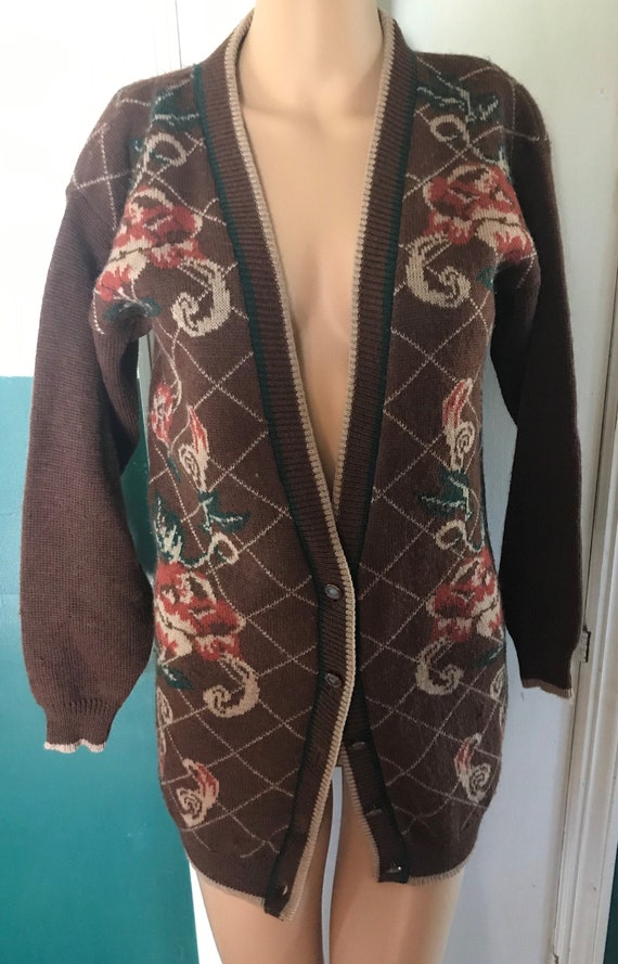 Women's Vintage Pendleton Brown Wool Floral Design