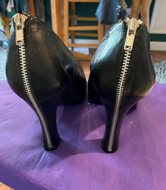 Vintage True Meaning Black Leather High Heel Pumps Wi… Gem