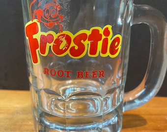 Vintage FROSTIE ROOT BEER Soda Pop Heavy Clear Glass Mug *Free shipping*
