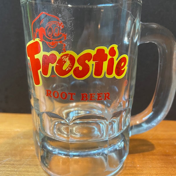 Vintage FROSTIE ROOT BEER Soda Pop Heavy Clear Glass Mug *Free shipping*