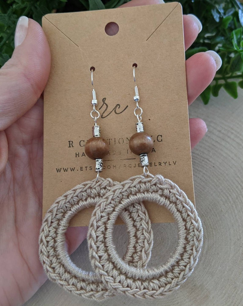 Crochet Hoop Drop Earrings