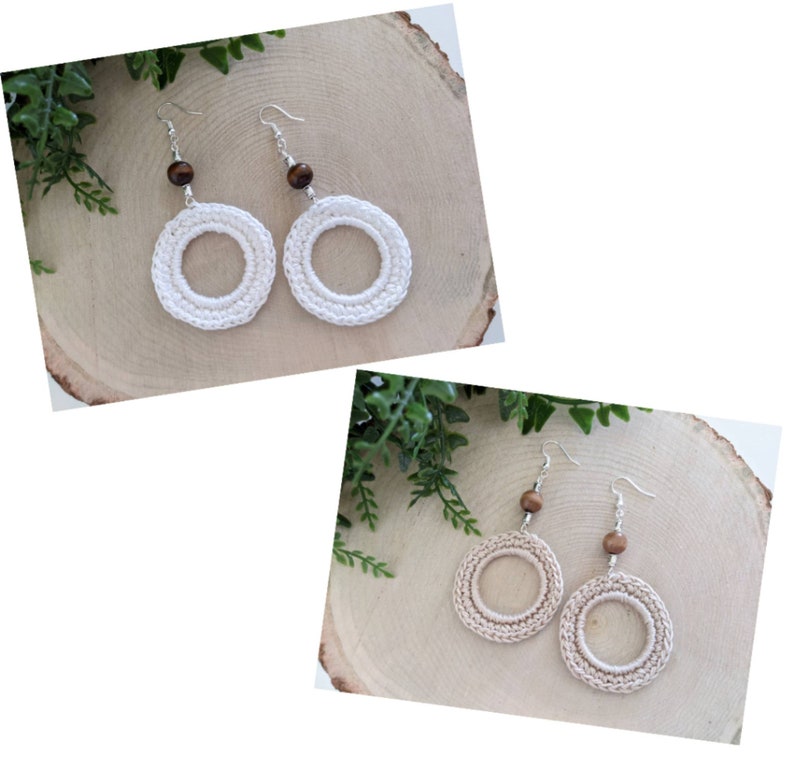 Crochet Hoop Drop Earrings