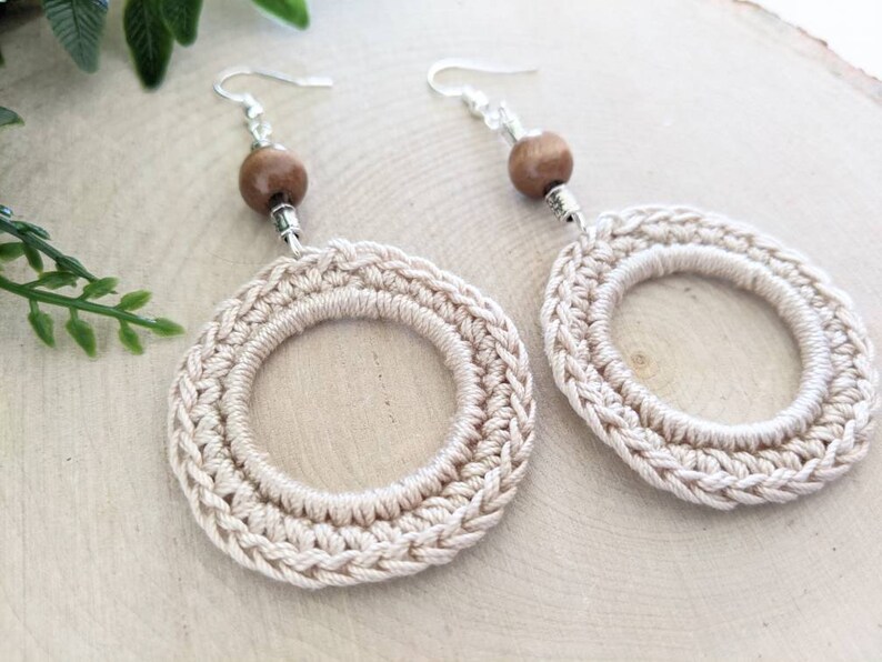 Crochet Hoop Drop Earrings
