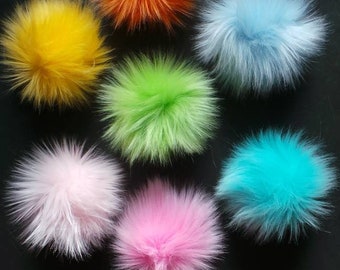 Spare Detachable Pom Poms faux Fur 2 sizes, Baby Pink, Baby Blue, Bubblegum Pink & Lime Green in shag pile fur