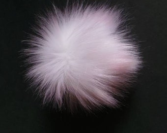 Spare Rose Petal Pink Faux Fur 14cm Pom Pom Bobble for hat with press stud. long fur. Large Detachable pom pom 73 colours in 2 sizes