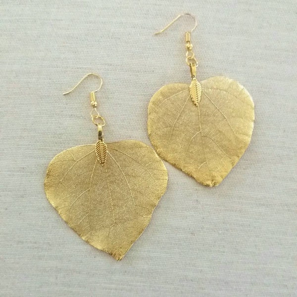 Real Leaf earrings 18K gold dipped leaf earrings gold leaf earrings gold dipped leaves natural jewelry Meghan Markle Earrings