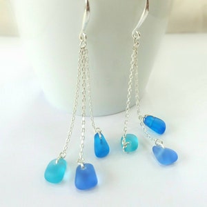 Sea Glass Earring & Sea Glass Necklace blue sea glass jewelry set sea glass earrings sea glass necklace  sea glass earrings , gift for her
