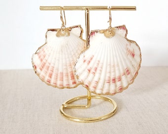 Scallop shell Real scallop shell earrings gold scallop shell earrings gold plated shell earrings golden shell earrings shell beach earrings