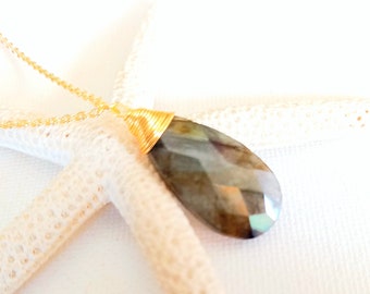 Labradorite necklace Labradorite necklace gold Labradorite pendant Labradorite jewelry Natural labradorite long necklace Gift for girlfriend