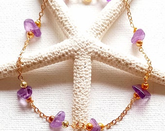 Pulsera de amatista Pulsera de amatista genuina Pulsera de amatista cruda Pulsera con piedra natal de febrero Pulsera con piedras preciosas de febrero Joyas de amatista