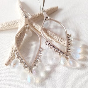 Frosted Glass earrings Etched Crystal White Earrings  Frosted White drop Earrings Drop Dangle Glass Earrings Crystal Drop Earrings
