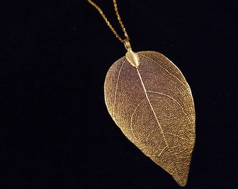 Real leaf necklace, 24K gold dipped leaf necklace, real leaf jewelry, gold dipped leaves natural jewelry woodland jewelry wedding jewelry