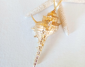 Sea Shell Necklace Gift for Her Gold Shell Charm Necklace Golden Shell Jewelry Beach Necklace Real Shell Jewelry Gold Plated Shell Necklace