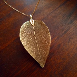 Real leaf necklace, 24K gold dipped leaf necklace, real leaf jewelry, gold dipped leaves natural jewelry woodland jewelry wedding jewelry image 4