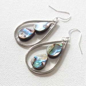 Abalone hoop earrings Real abalone hoops earrings  abalone jewelry abalone earrings  wedding abalone teardrop bridal earrings gift for her