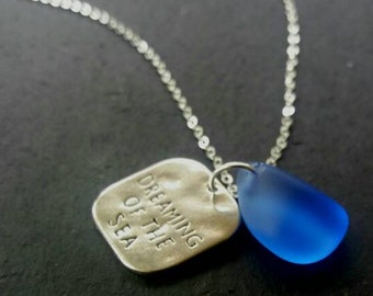 Blue Sea Glass Jewelry Blue Sea Glass Necklace Beach Glass Necklace Sea Glass Pendant  Beach Glass Necklace  Irish Sea Glass Mermaid Jewlery