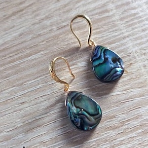 Gold Real abalone earrings sterling silver earrings gold abalone jewelry gold abalone earrings  wedding abalone teardrop bridal earrings