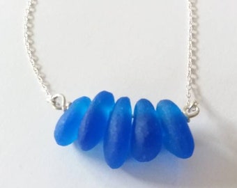 Cornflower Blue Sea Glass Necklace Seaglass Necklace Cornflower Blue Sea Glass Jewelry Sea Glass Necklace Blue Sea Glass  Sea Glass Necklace