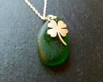 Colar de trevo, colar de trevo de quatro folhas, Dia de São Patrício, colar de trevo em prata de lei, colar irlandês, colar de trevo de quatro folhas