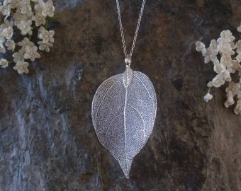 Echte bladketting, in zilver gedoopte bladketting, in zilver gedoopte bladeren natuurlijke sieraden bossieraden huwelijkssieraden, bruidsketting