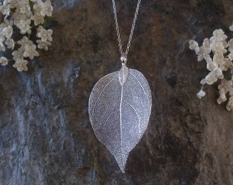 Real leaf necklace, silver dipped leaf necklace, silver dipped leaves natural jewelry woodland jewelry wedding jewelry, bridal necklace