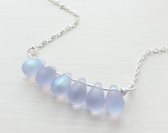 Sommarhalsband Havsglashalsband Havsglassmycken Sjöjungfrusmycken Glashalsband Boho smycken Strandbröllop Havsglashalsband