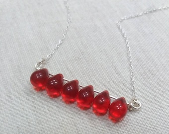 Teardrop Red Necklace Red Glass Necklace Red Glass Jewelry Red Jewelry Red Necklace Red Gothic Necklace Blood Red Necklace Ruby Red Necklace