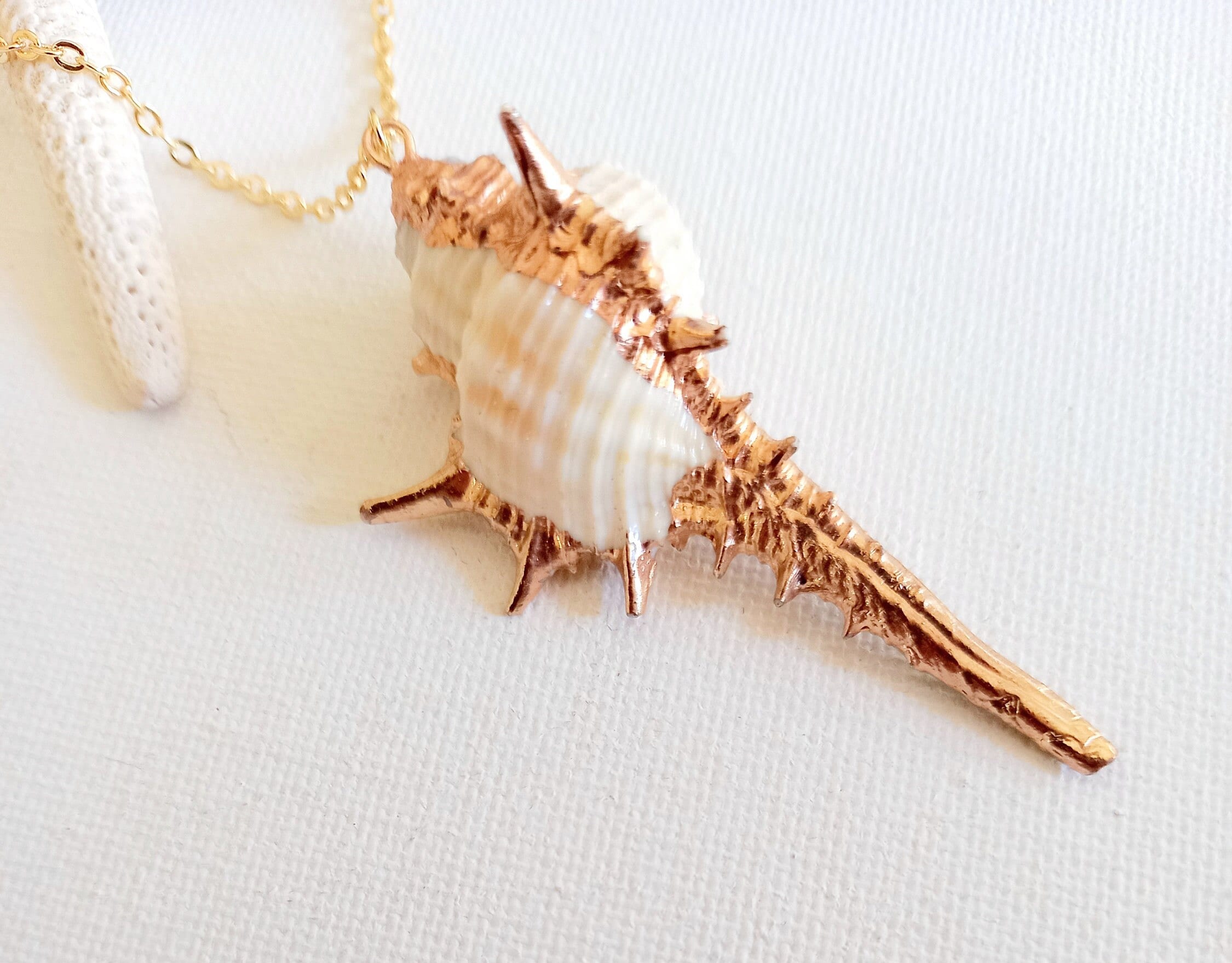Large Gold Shell Scallop Shell Necklace Sea Shell Necklace Gift for Her Gold Shell Charm ...