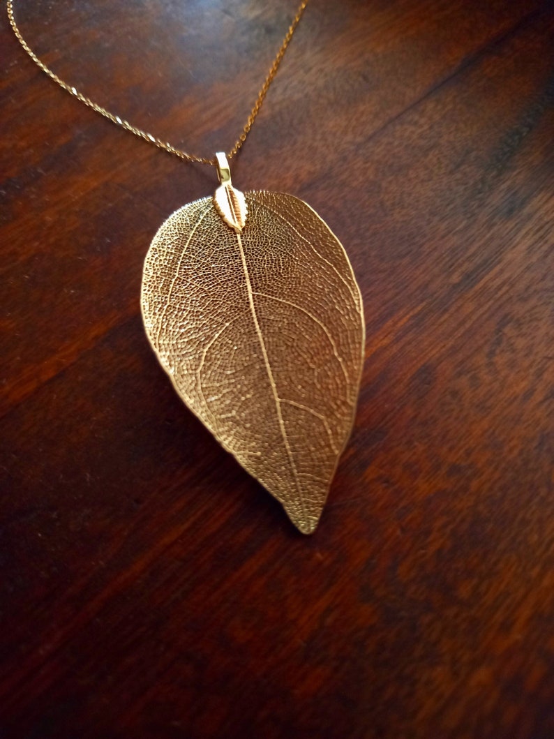 Real leaf necklace, 24K gold dipped leaf necklace, real leaf jewelry, gold dipped leaves natural jewelry woodland jewelry wedding jewelry image 4