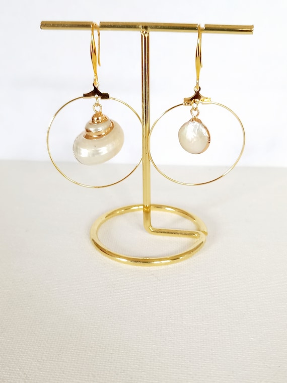 Gold Shell White Gold Seashell earrings Sea shell earrings Sea shell jewelry gold shell jewelry earrings gold shell earrings beach wedding