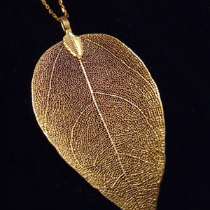 Real leaf necklace, 24K gold dipped leaf necklace, real leaf jewelry, gold dipped leaves natural jewelry woodland jewelry wedding jewelry image 2